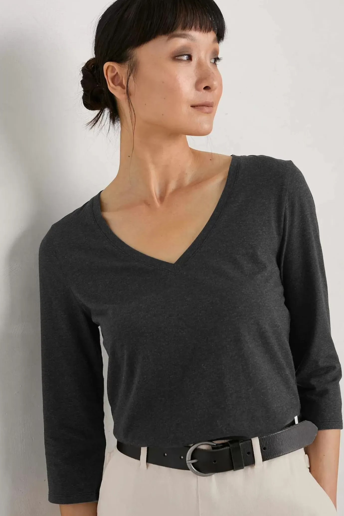 Seasalt Cornwall Alighting 3/4 Sleeve V-Neck Jersey Top<Women Tops