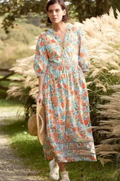Seasalt Cornwall Blue Hills Border V-Neck Floral Dress<Women Dresses