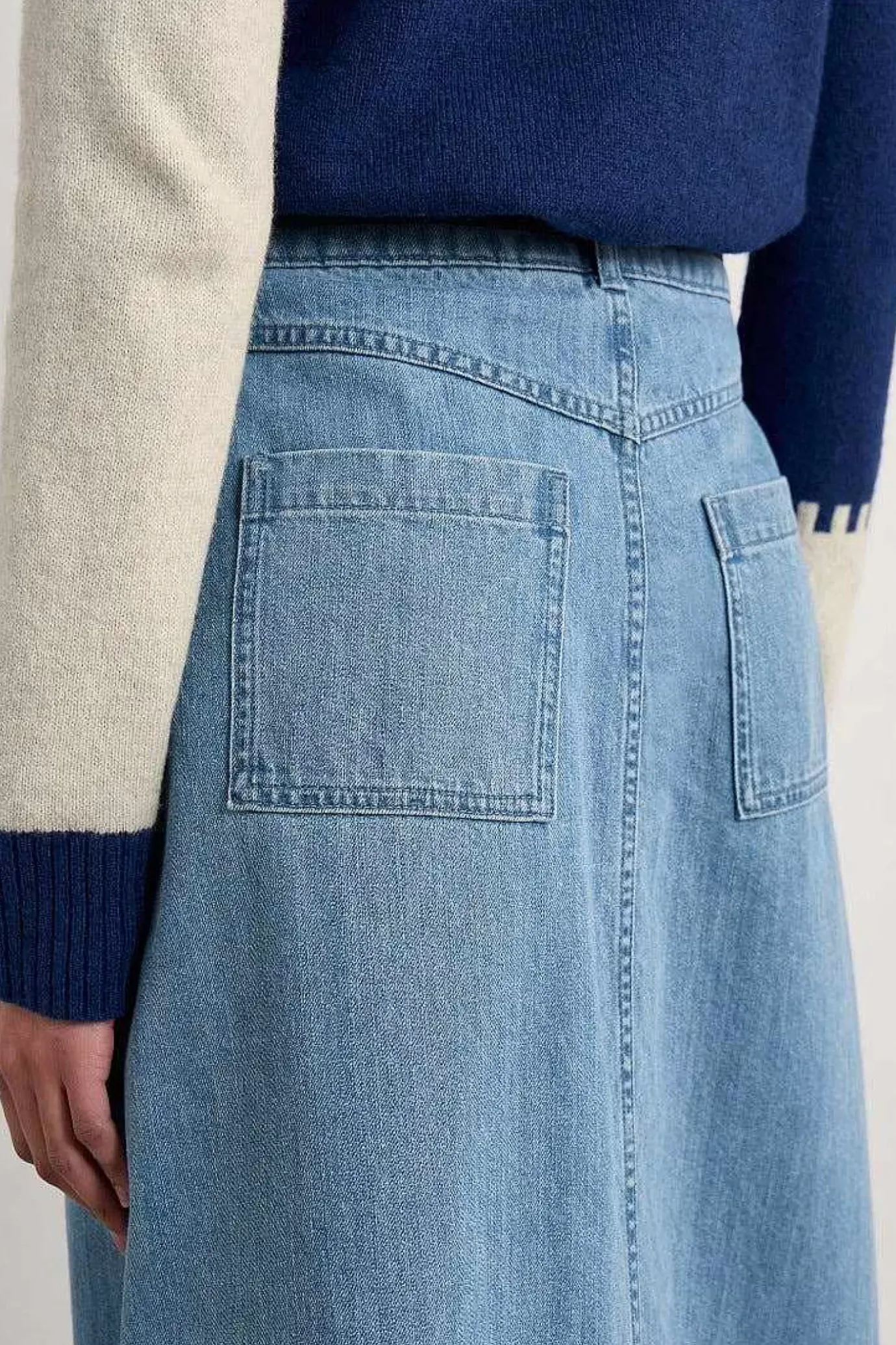 Seasalt Cornwall Bowline Denim Midi Skirt<Women Skirts