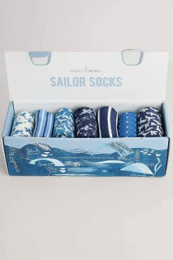 Seasalt Cornwall Box Of 7 Women's Blueprint Socks<Women Socks & Tights