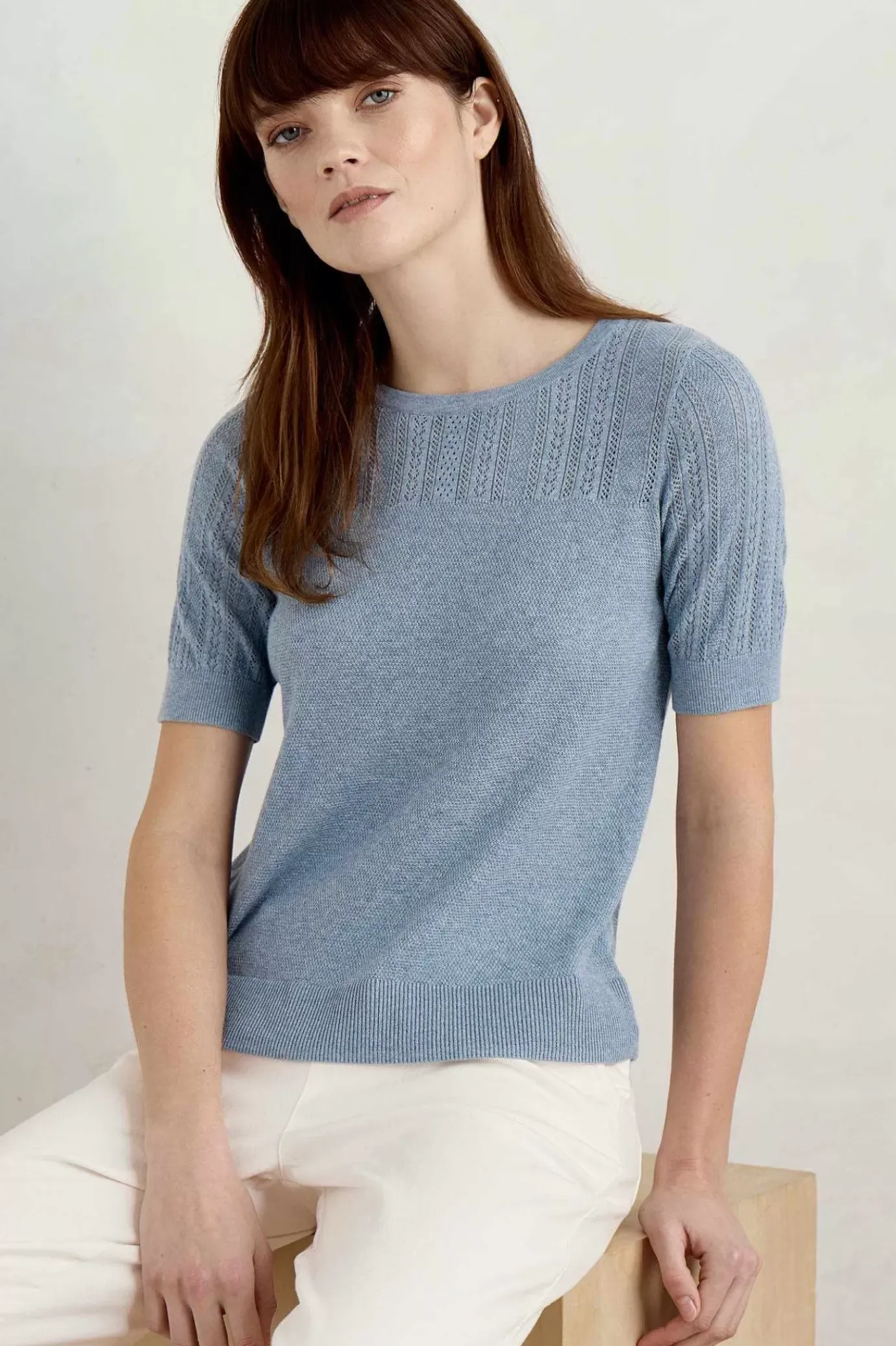 Seasalt Cornwall Chiff Chaff Short Sleeve Knitted Top<Women Knitwear