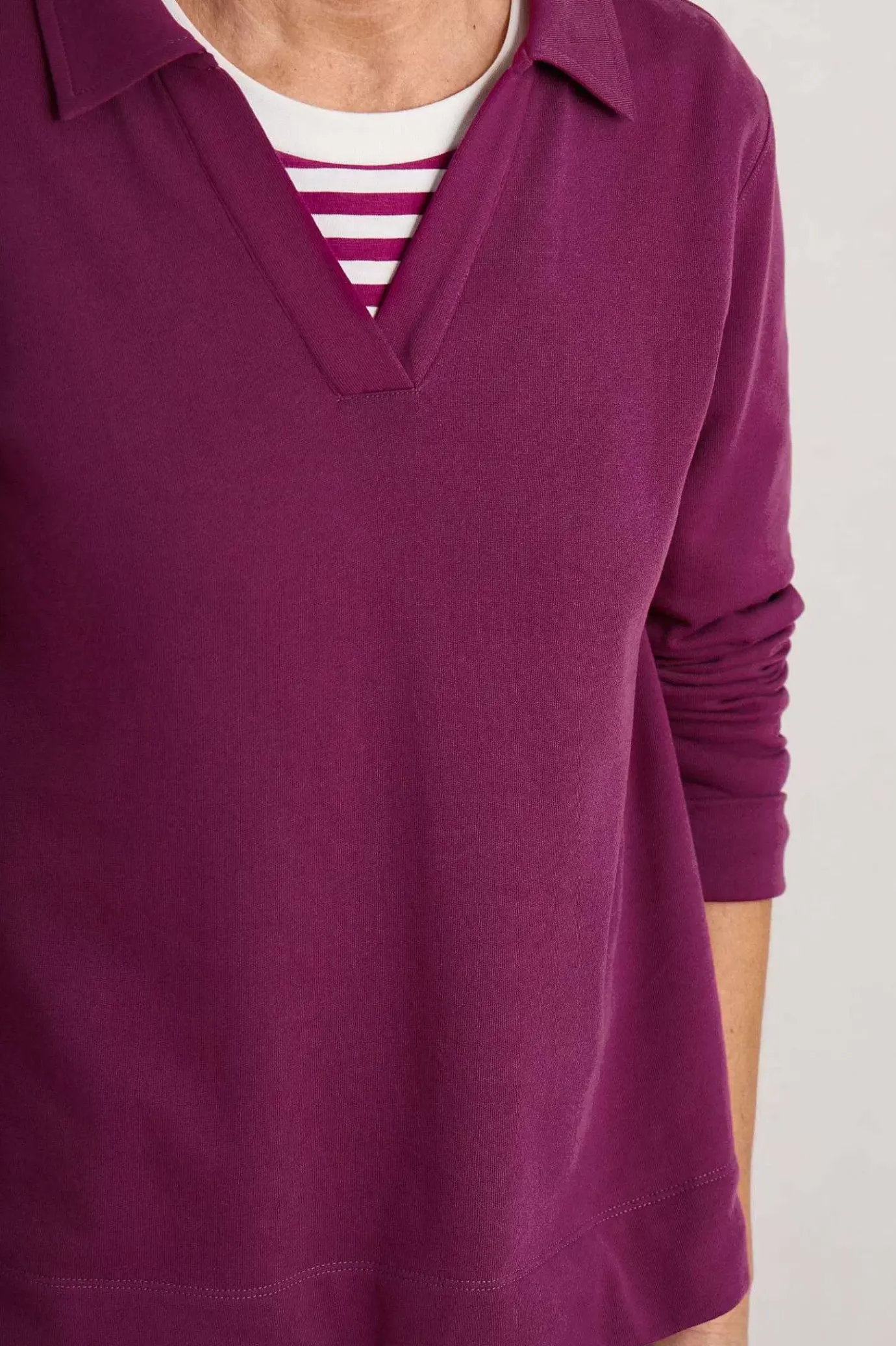 Seasalt Cornwall Clear Wing V-Neck Collared Sweatshirt<Women Tops