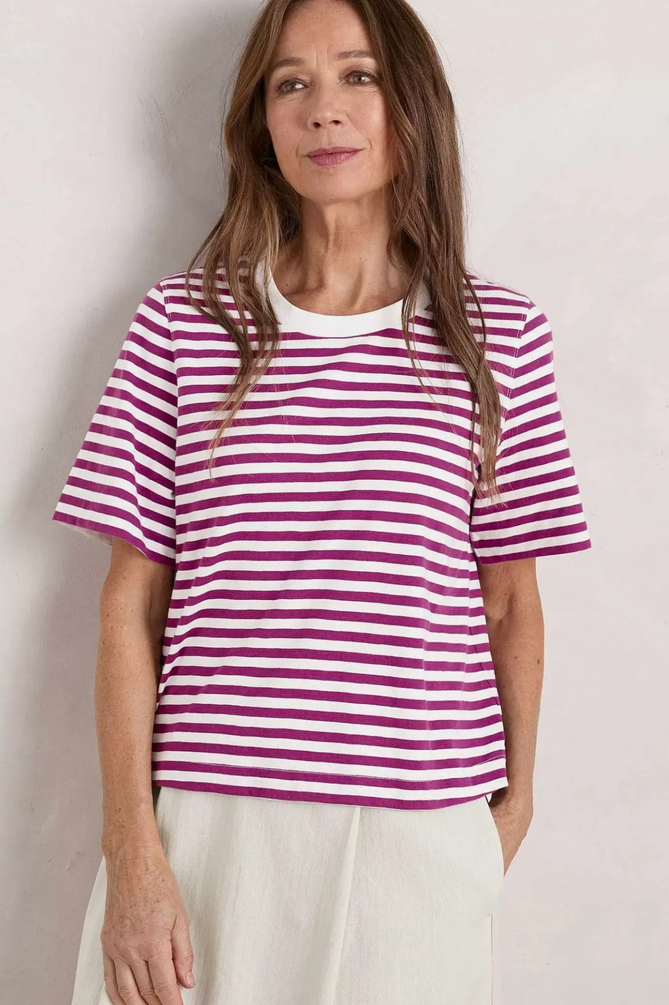 Seasalt Cornwall Copseland Striped Organic Cotton T-Shirt (Gots)<Women Tops