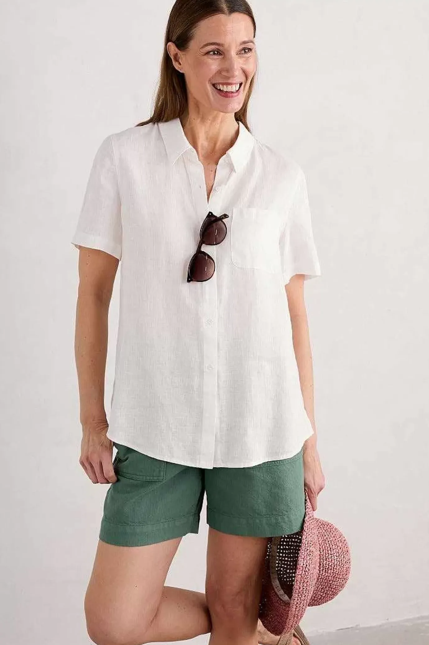 Seasalt Cornwall Drydock Short Sleeve Linen Shirt<Women Tops
