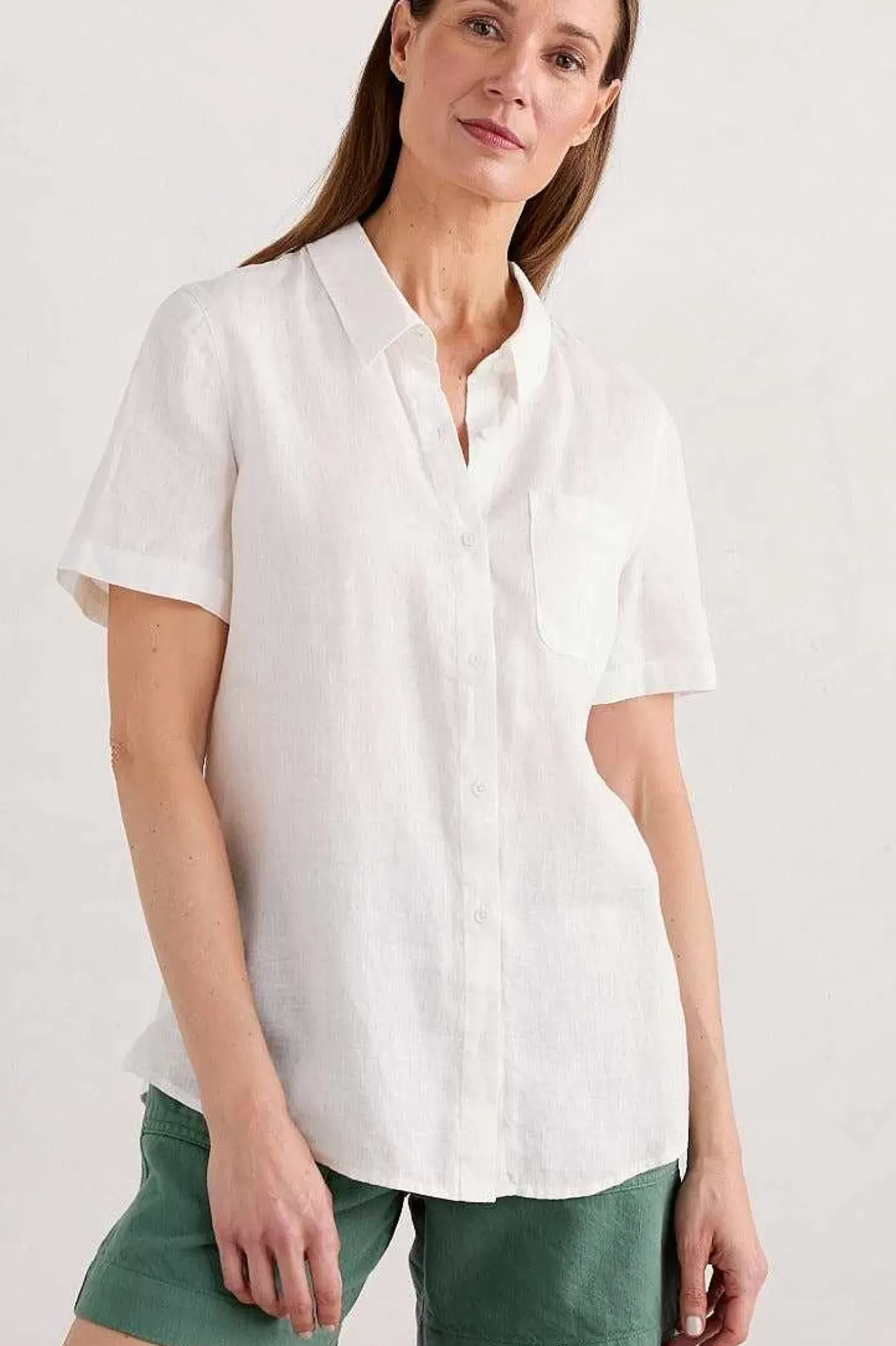 Seasalt Cornwall Drydock Short Sleeve Linen Shirt<Women Tops