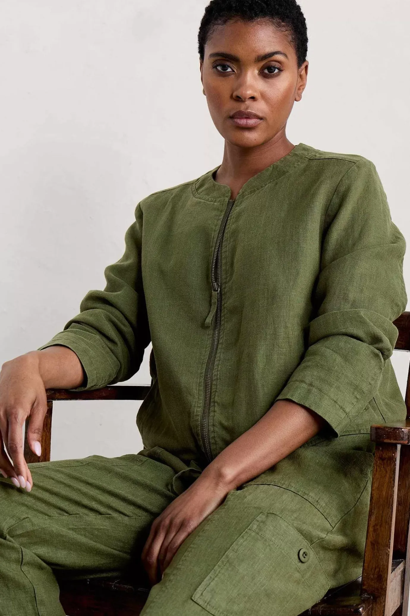 Seasalt Cornwall Galleon Zip Through Linen Jacket<Women Coats & Jackets