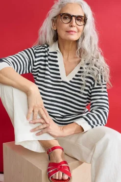 Seasalt Cornwall Gwynver Lightweight V-Neck Collared Jumper<Women Knitwear