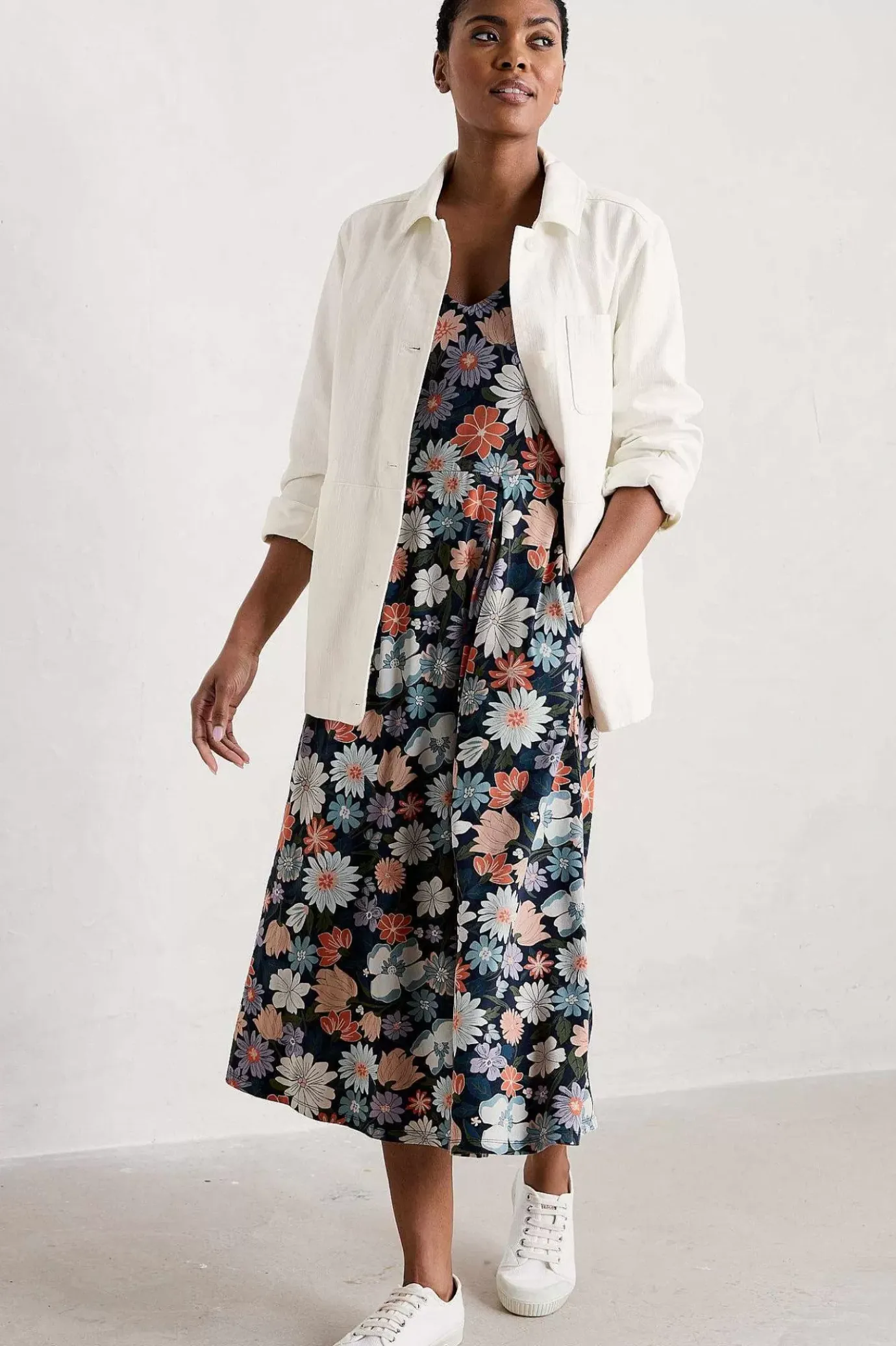 Seasalt Cornwall Helena Short Sleeve V-Neck Midi Dress<Women Dresses