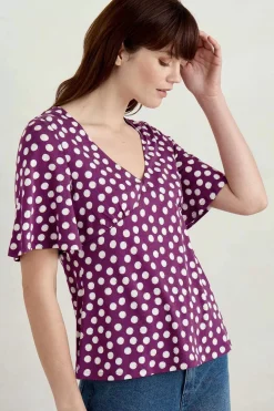 Seasalt Cornwall Herb Garden Angel Sleeve V-Neck Top<Women Tops