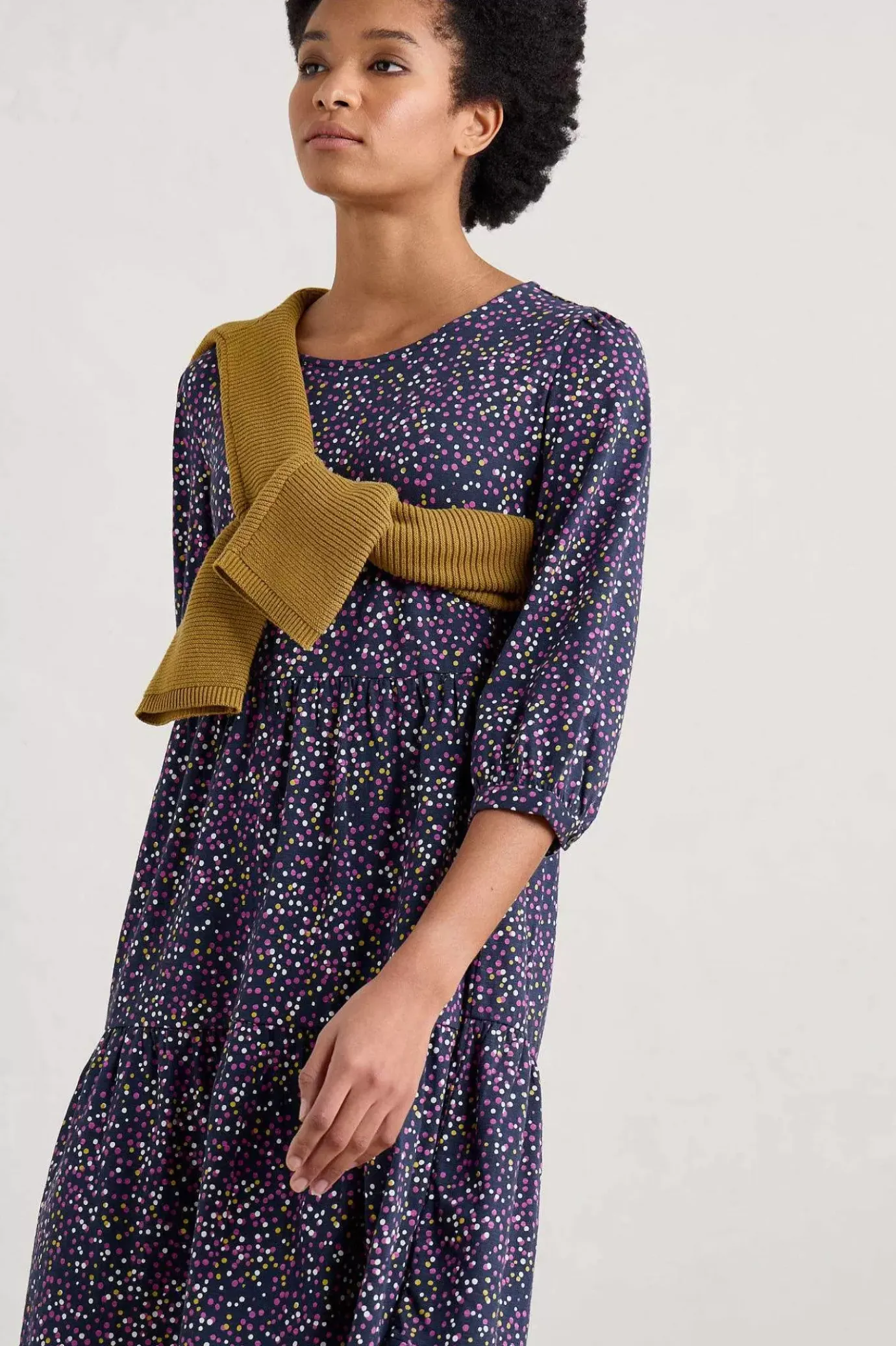 Seasalt Cornwall Heron Dip Tiered Jersey Dress<Women Dresses