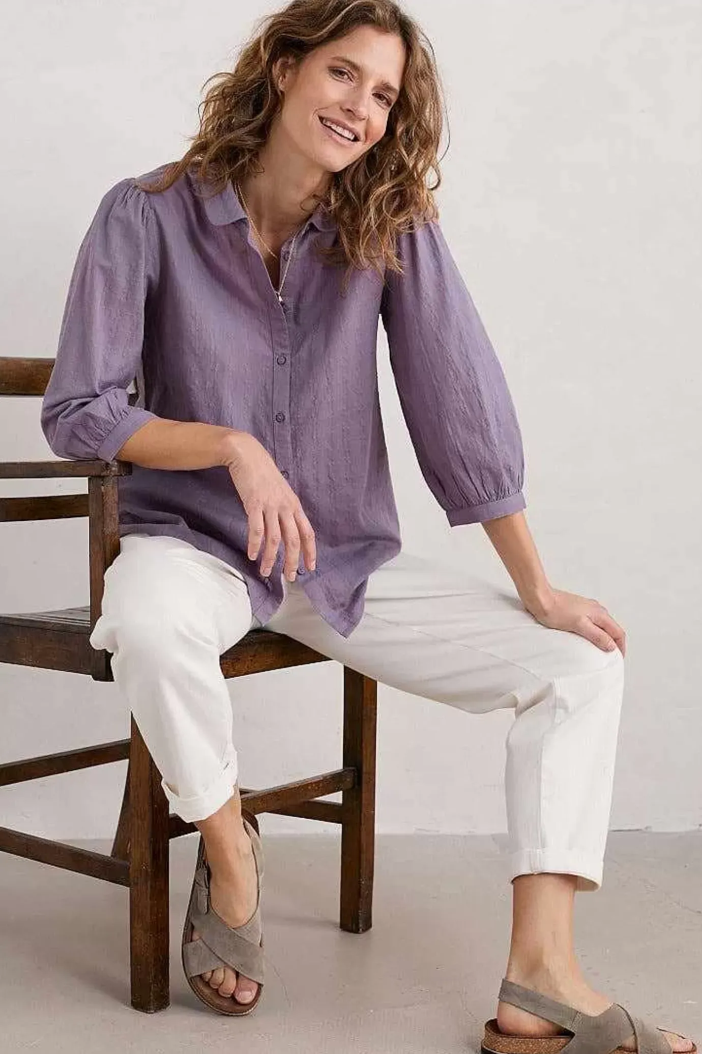 Seasalt Cornwall Hope Cottage Organic Cotton Check Blouse<Women Tops