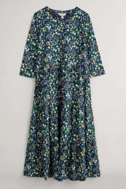Seasalt Cornwall Line Strokes Tiered Jersey Dress (Gots)<Women Dresses