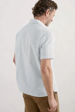 Seasalt Cornwall Men's Blue Heron Seersucker Short Sleeve Shirt<Men Tops & T-Shirts