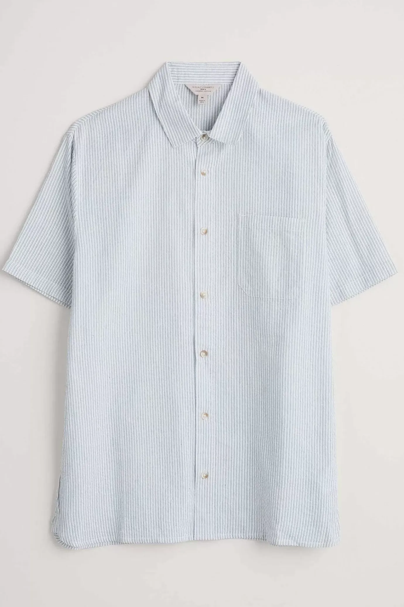 Seasalt Cornwall Men's Blue Heron Seersucker Short Sleeve Shirt<Men Tops & T-Shirts