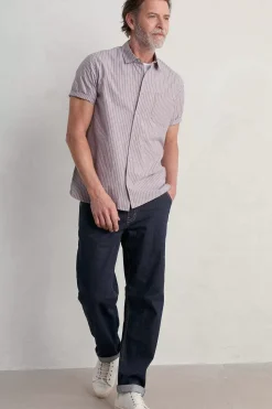Seasalt Cornwall Men's Blue Heron Striped Short Sleeve Shirt<Men Tops & T-Shirts