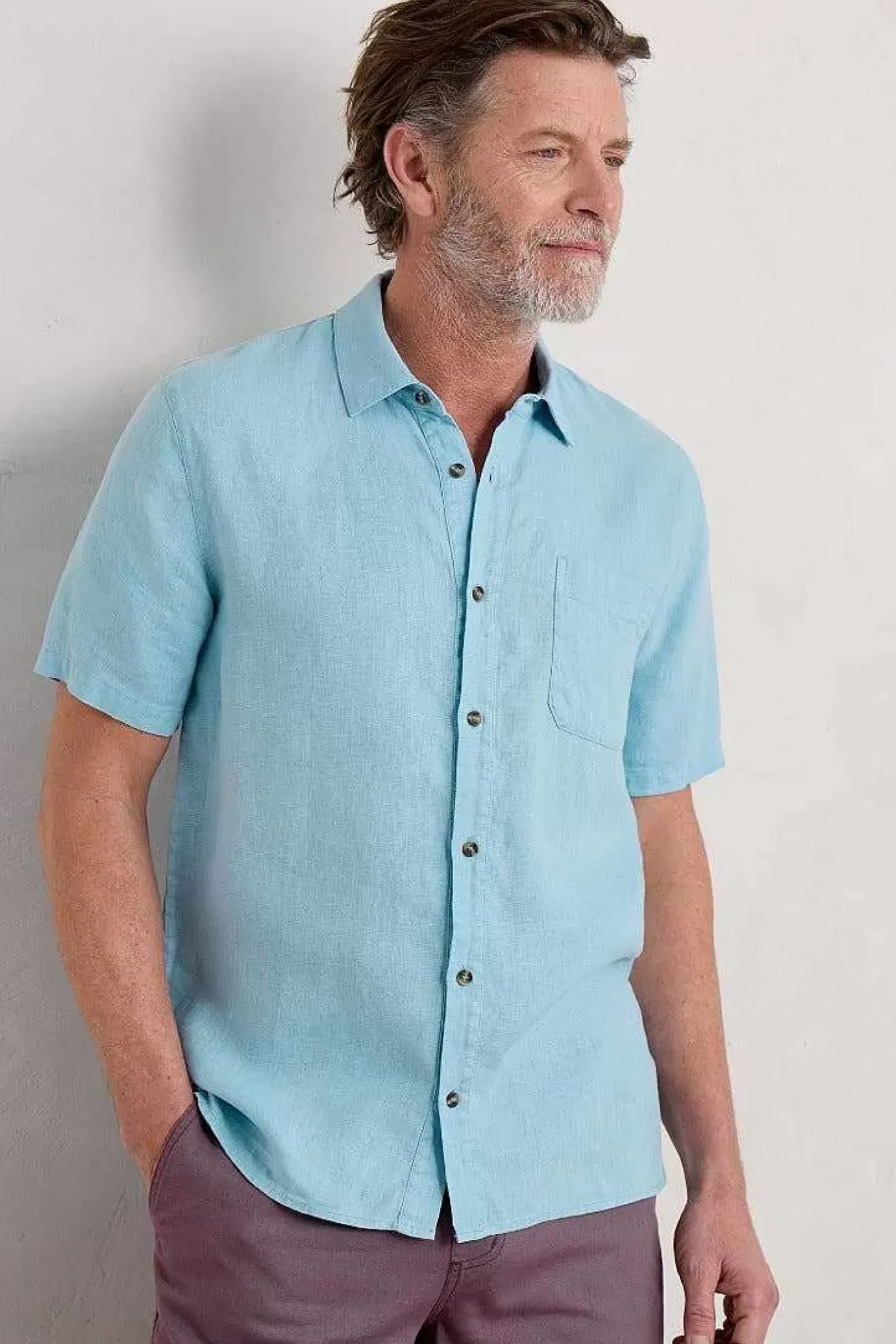 Seasalt Cornwall Men's Carne Short Sleeve Linen Shirt<Men Tops & T-Shirts