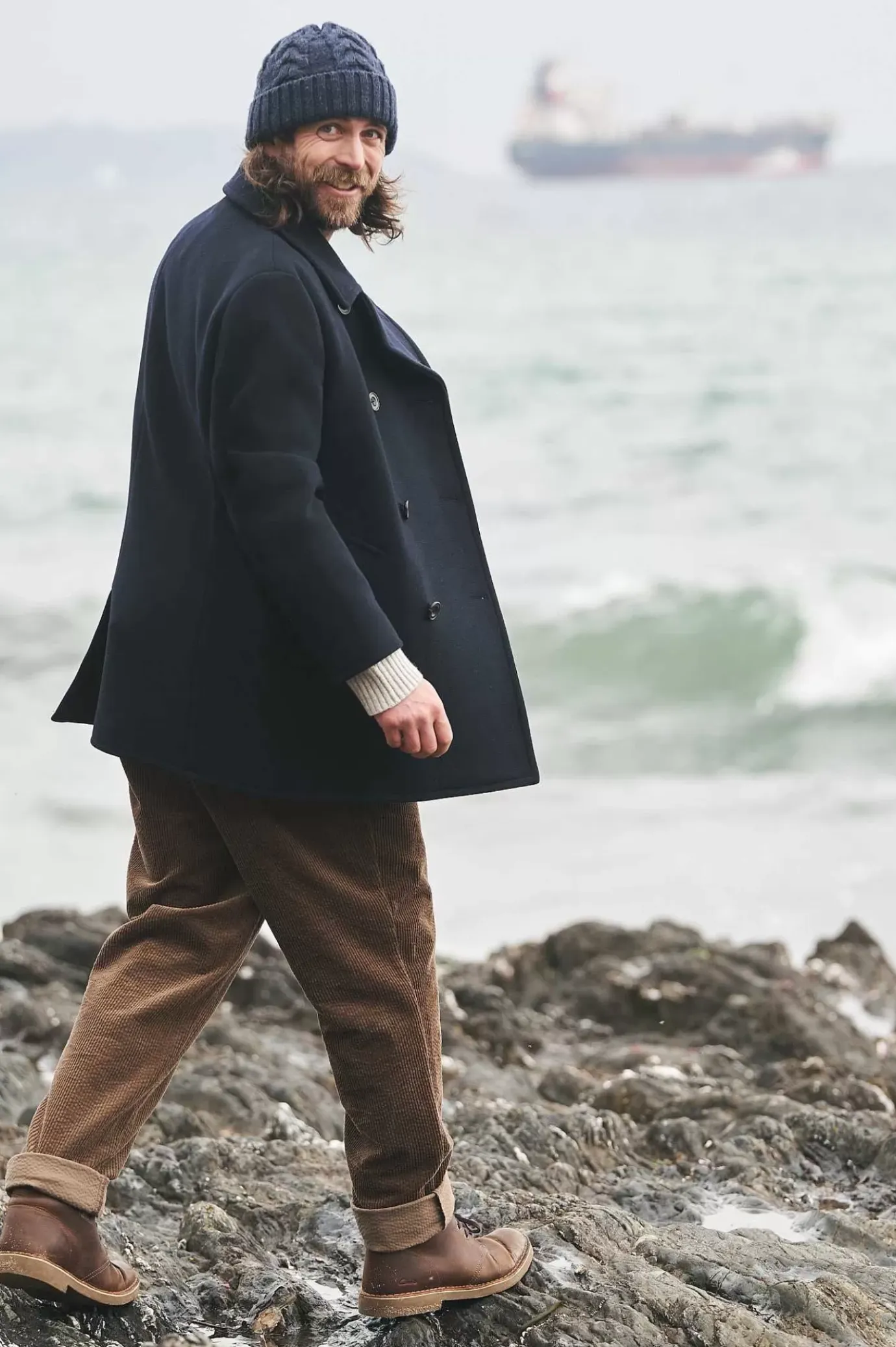 Seasalt Cornwall Men's Channel Wool Blend Coat<Men Coats & Jackets