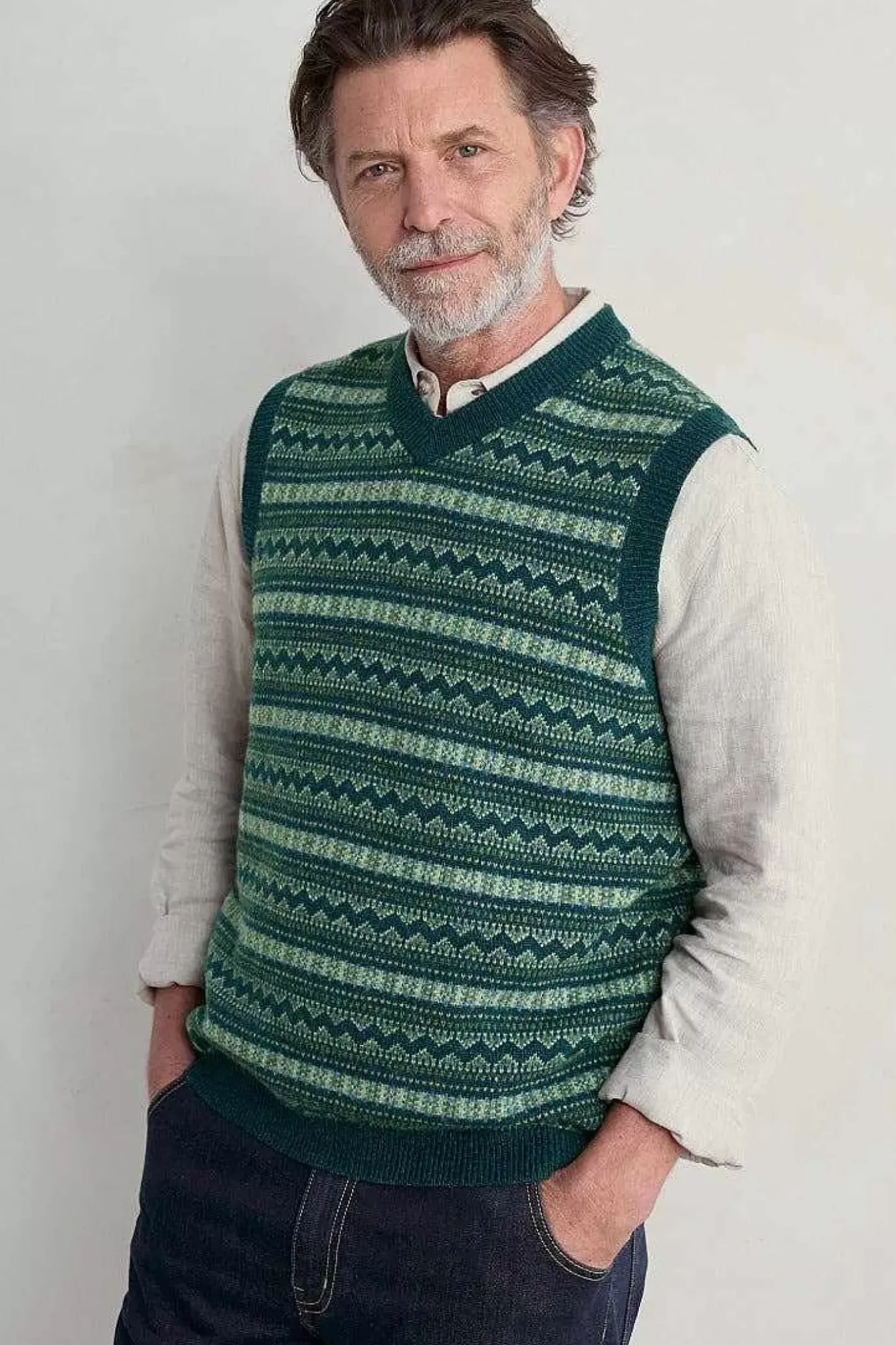 Seasalt Cornwall Men's Fair Isle Walt Vest<Men Knitwear