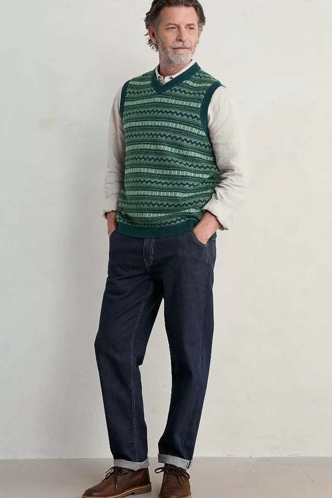 Seasalt Cornwall Men's Fair Isle Walt Vest<Men Knitwear