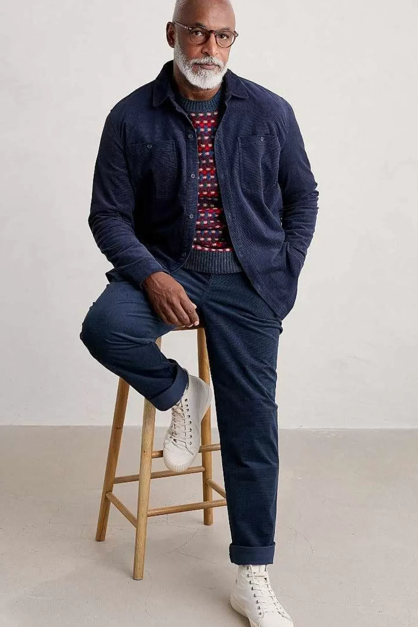 Seasalt Cornwall Men's Ropemaker Waffle Cord Overshirt<Men Shirts