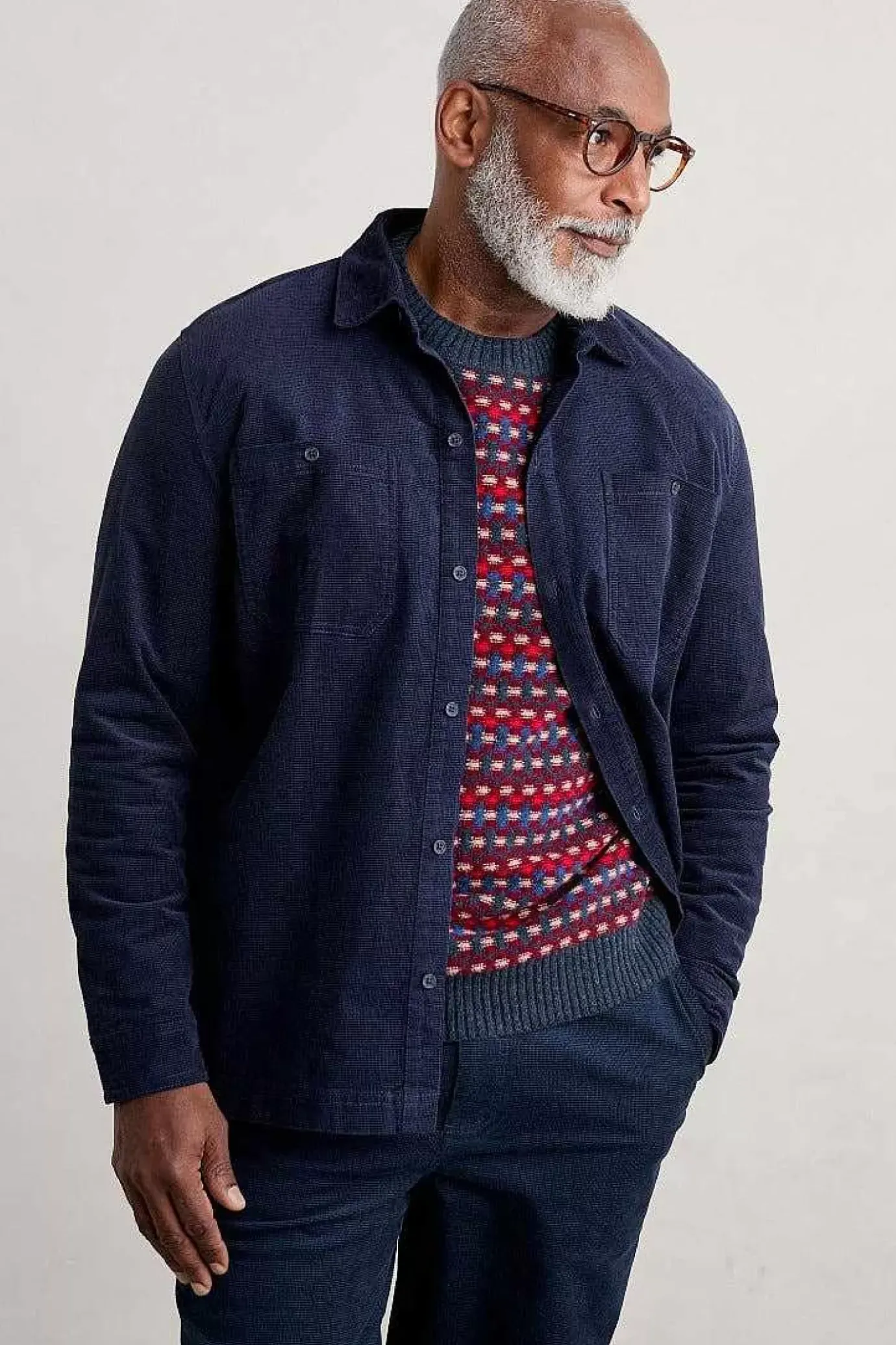 Seasalt Cornwall Men's Ropemaker Waffle Cord Overshirt<Men Shirts