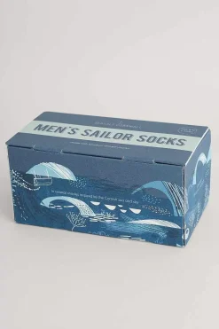 Seasalt Cornwall Men's Step Into The Blue Socks Box Of 4<Men Socks