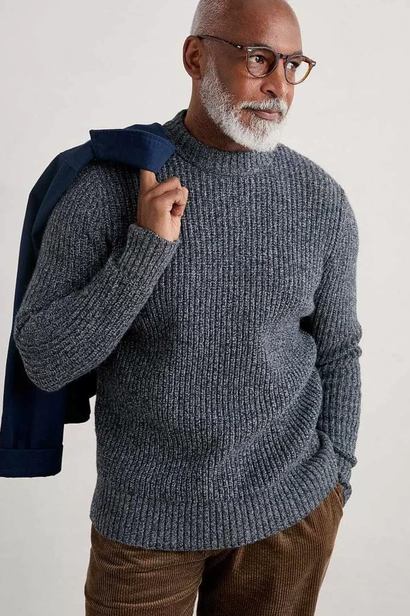Seasalt Cornwall Men's Wheelwright Ribbed Lambswool Blend Jumper<Men Knitwear