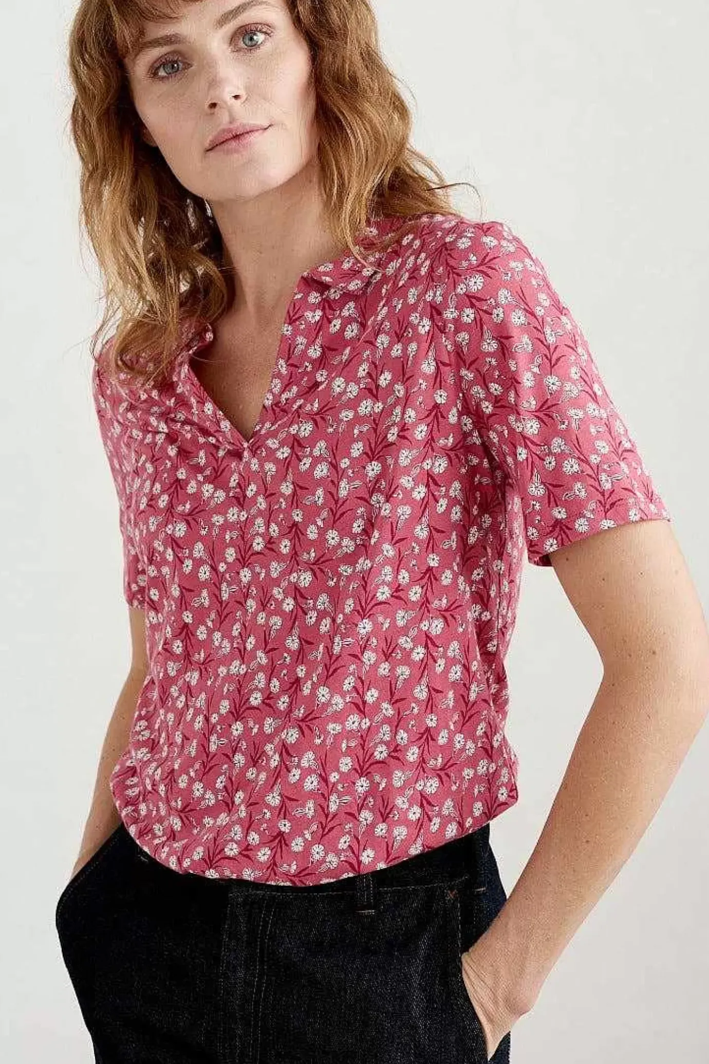 Seasalt Cornwall Misty Sky Short Sleeve Jersey Shirt<Women Tops