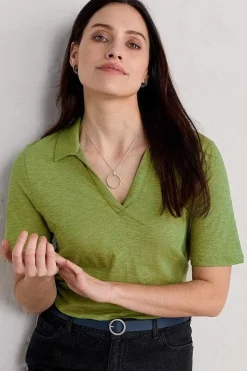 Seasalt Cornwall Owles Point Short Sleeve V-Neck Jersey Shirt<Women Tops