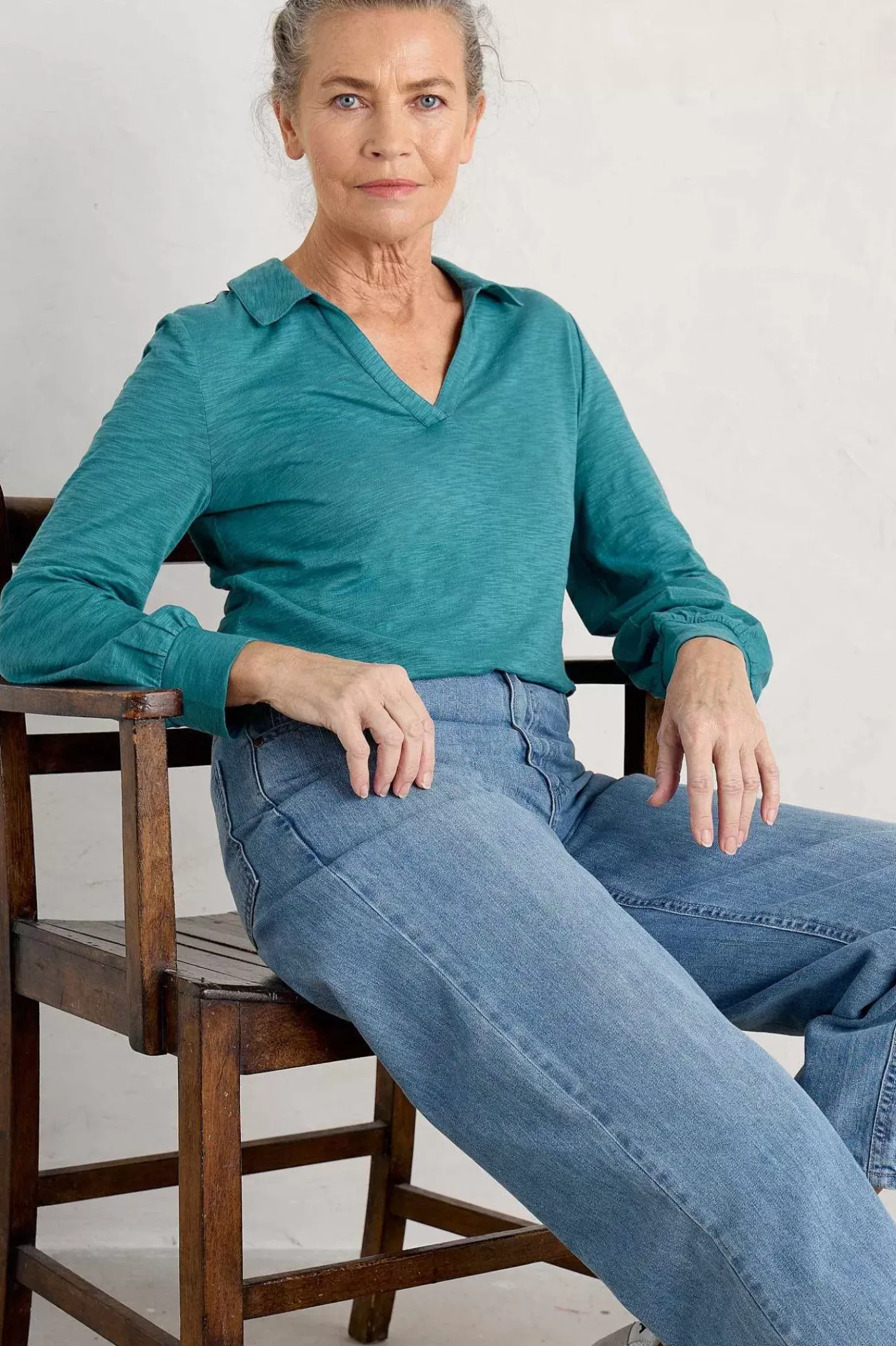 Seasalt Cornwall Owles Point V-Neck Jersey Shirt<Women Tops