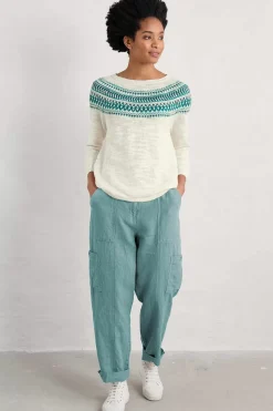 Seasalt Cornwall Penvoose Three Quarter Sleeve Fair Isle Jumper<Women Knitwear