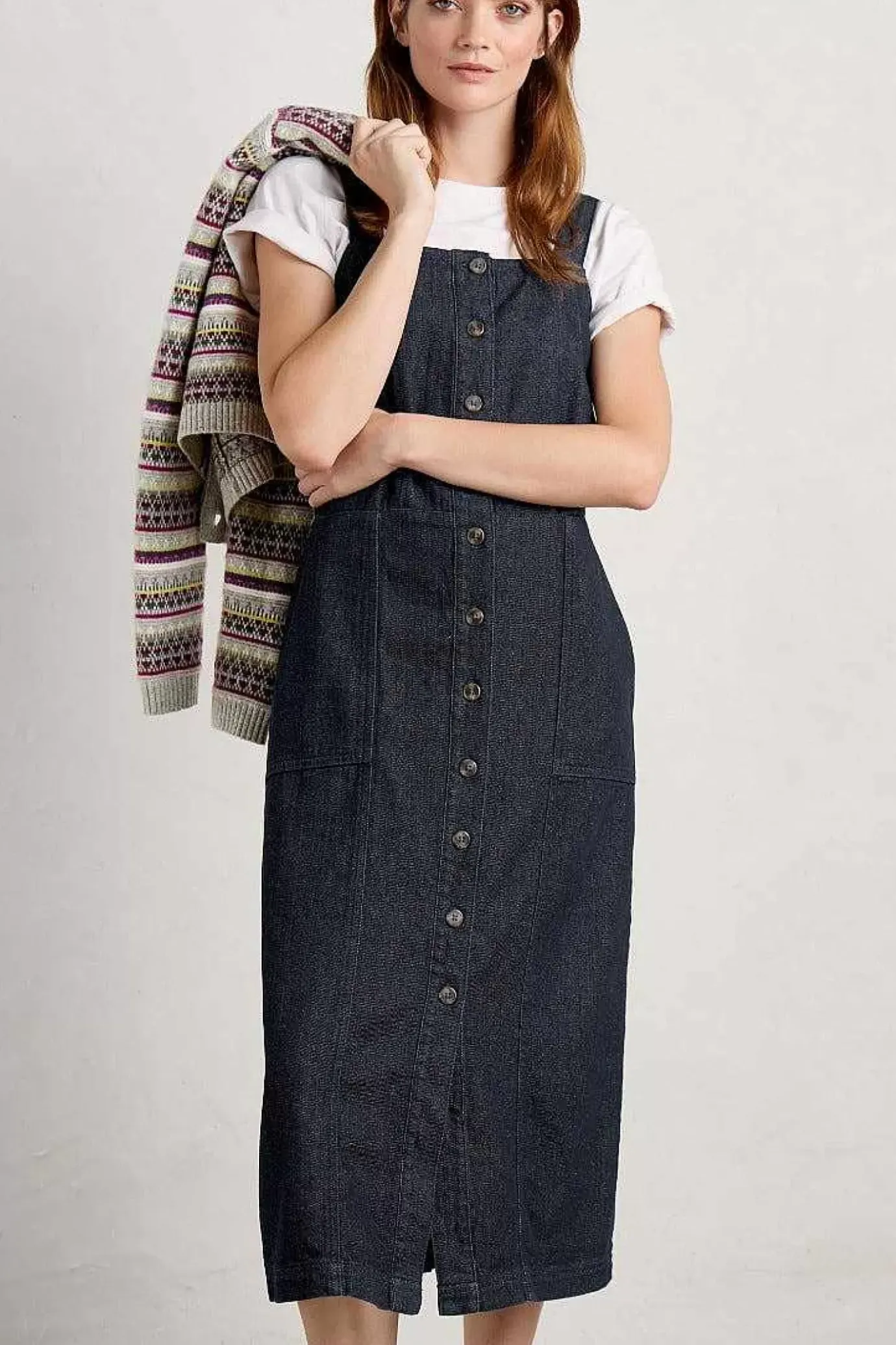 Seasalt Cornwall River Rock Midi Pinafore Dress<Women Dresses