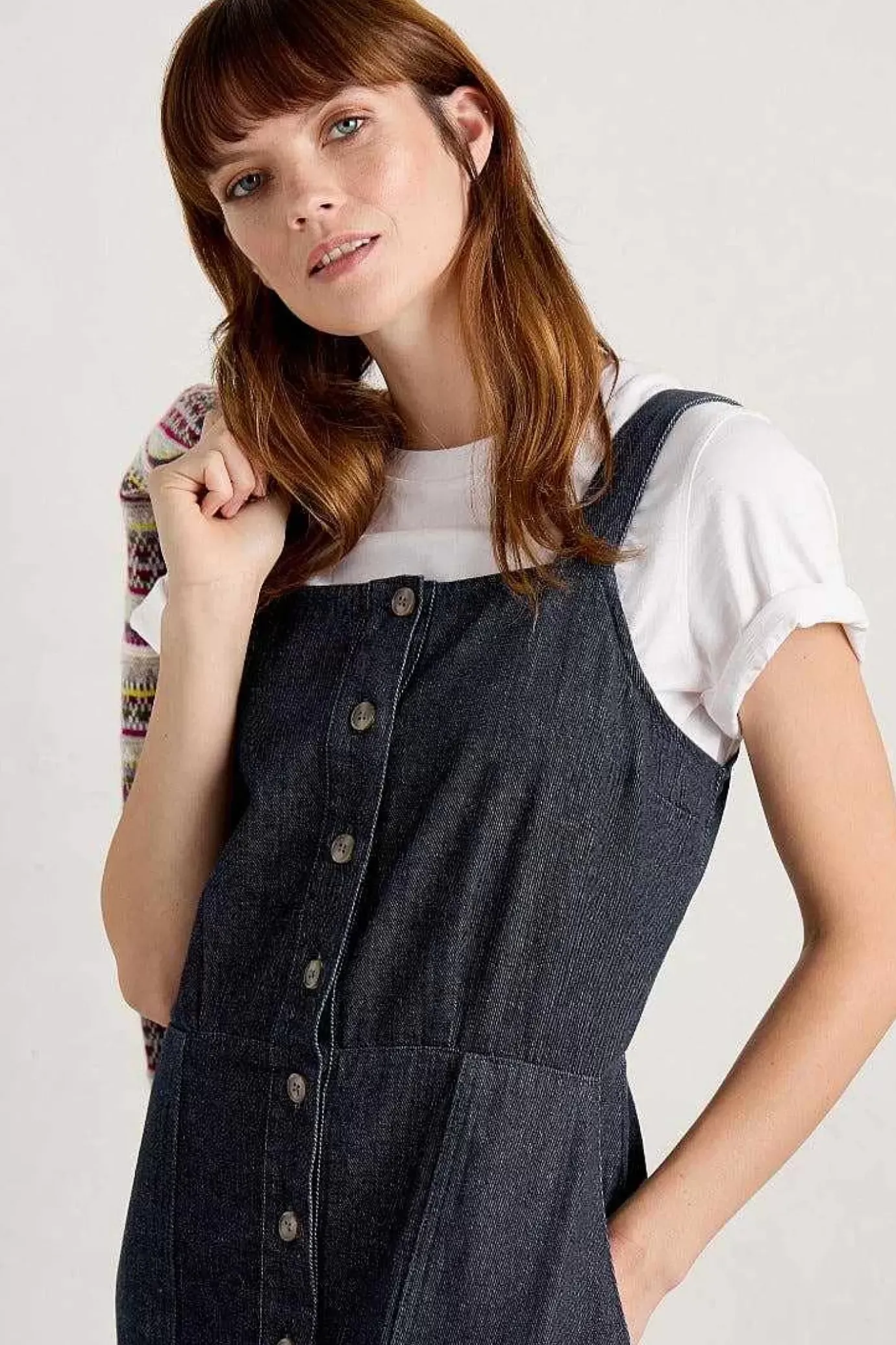 Seasalt Cornwall River Rock Midi Pinafore Dress<Women Dresses