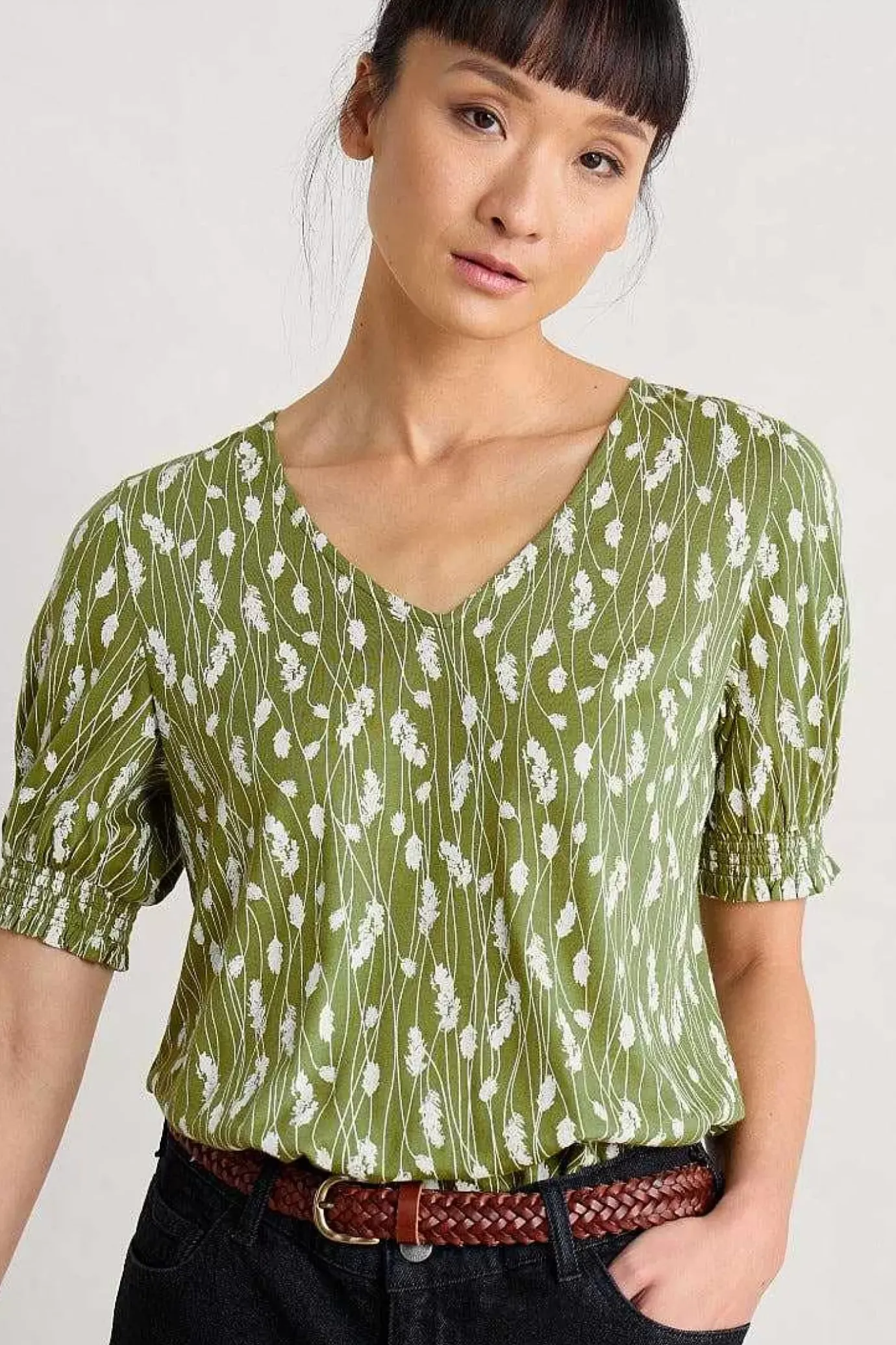 Seasalt Cornwall Rosehip V-Neck Jersey Top<Women Tops