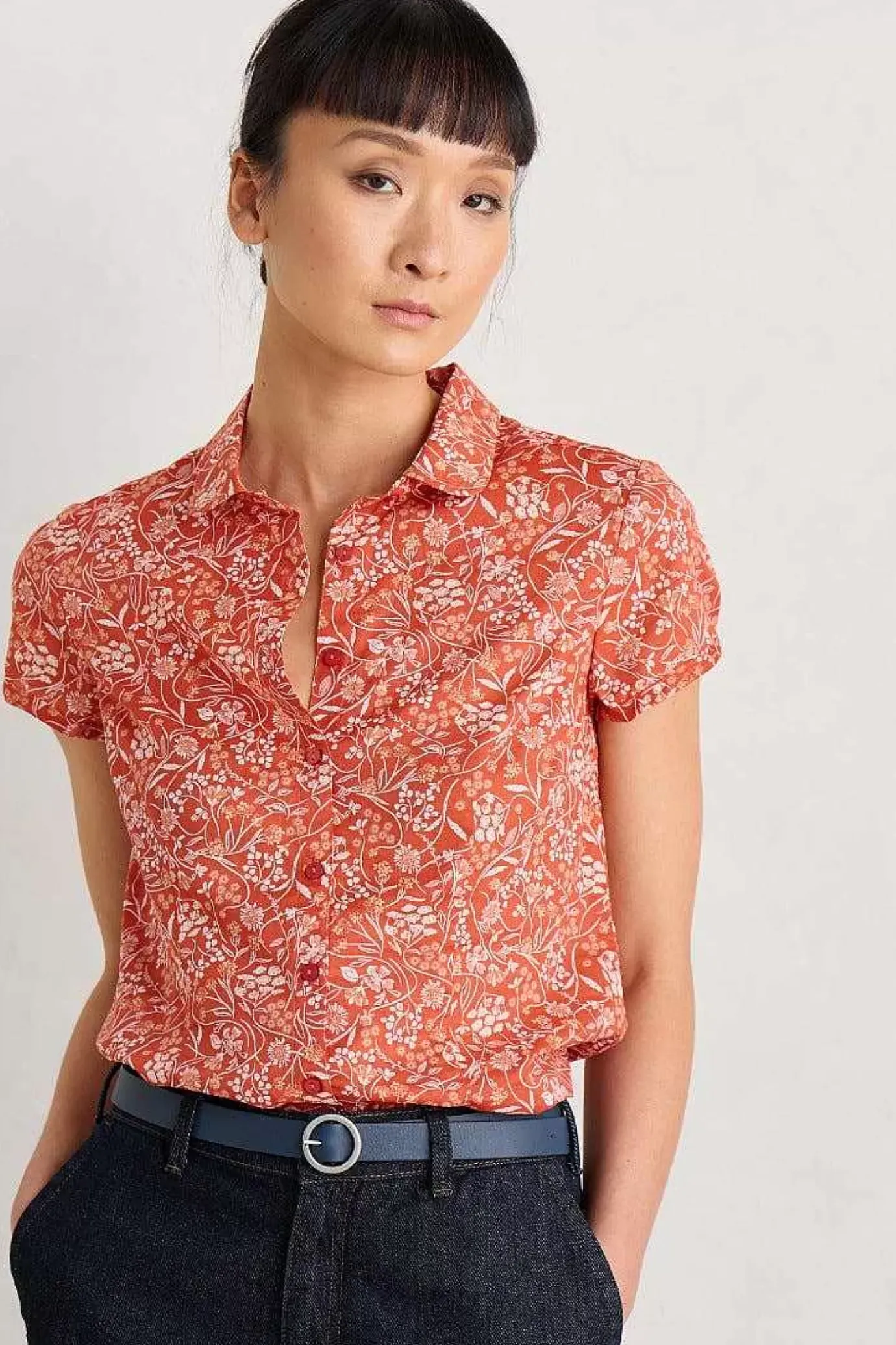 Seasalt Cornwall Rushmaker Short Sleeve Shirt<Women Tops