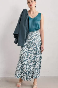 Seasalt Cornwall Temple Printed Satin Midi Skirt<Women Skirts