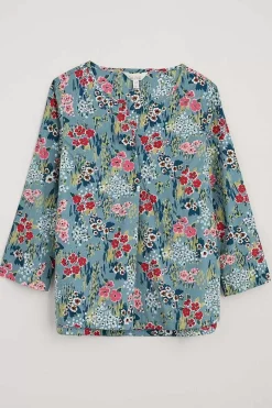 Seasalt Cornwall Watercolour Sketch 3/4 Sleeve Top (Gots)<Women Tops