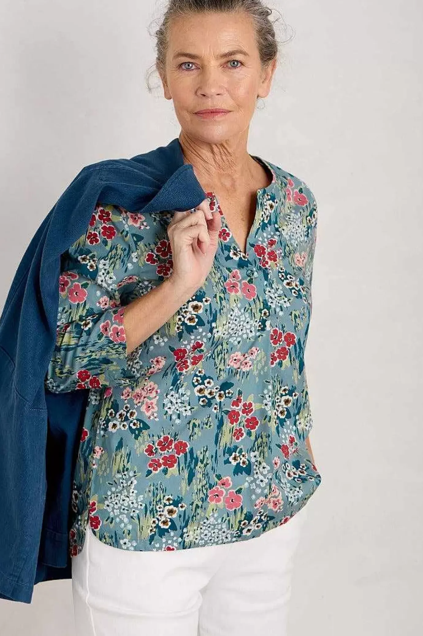 Seasalt Cornwall Watercolour Sketch 3/4 Sleeve Top (Gots)<Women Tops