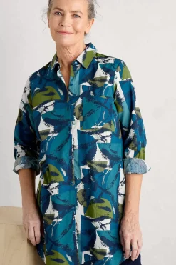 Seasalt Cornwall Waterworn Textured Longline Shirt (Gots)<Women Tops