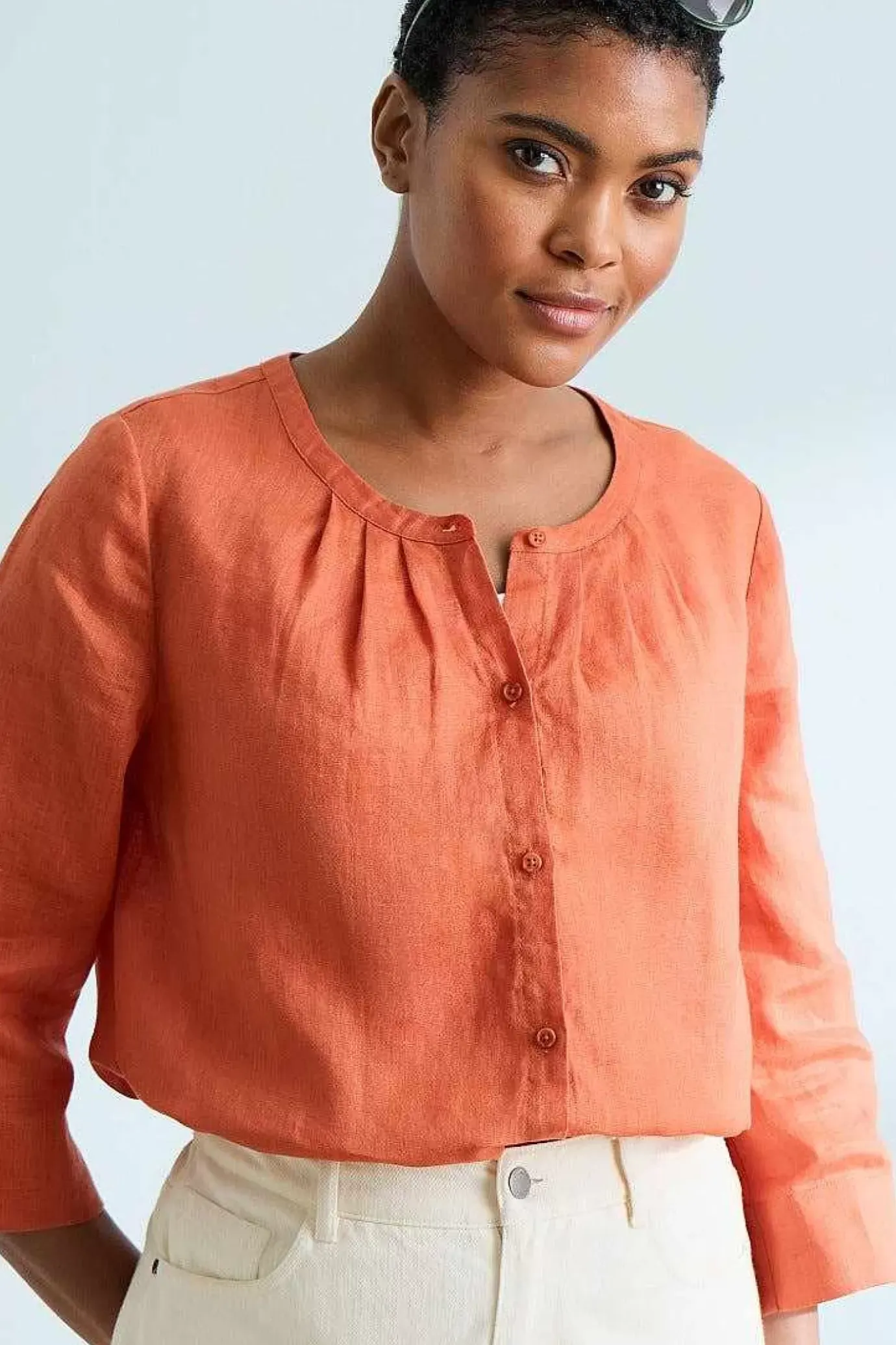 Seasalt Cornwall Wild Fennel Button Through Linen Top<Women Tops