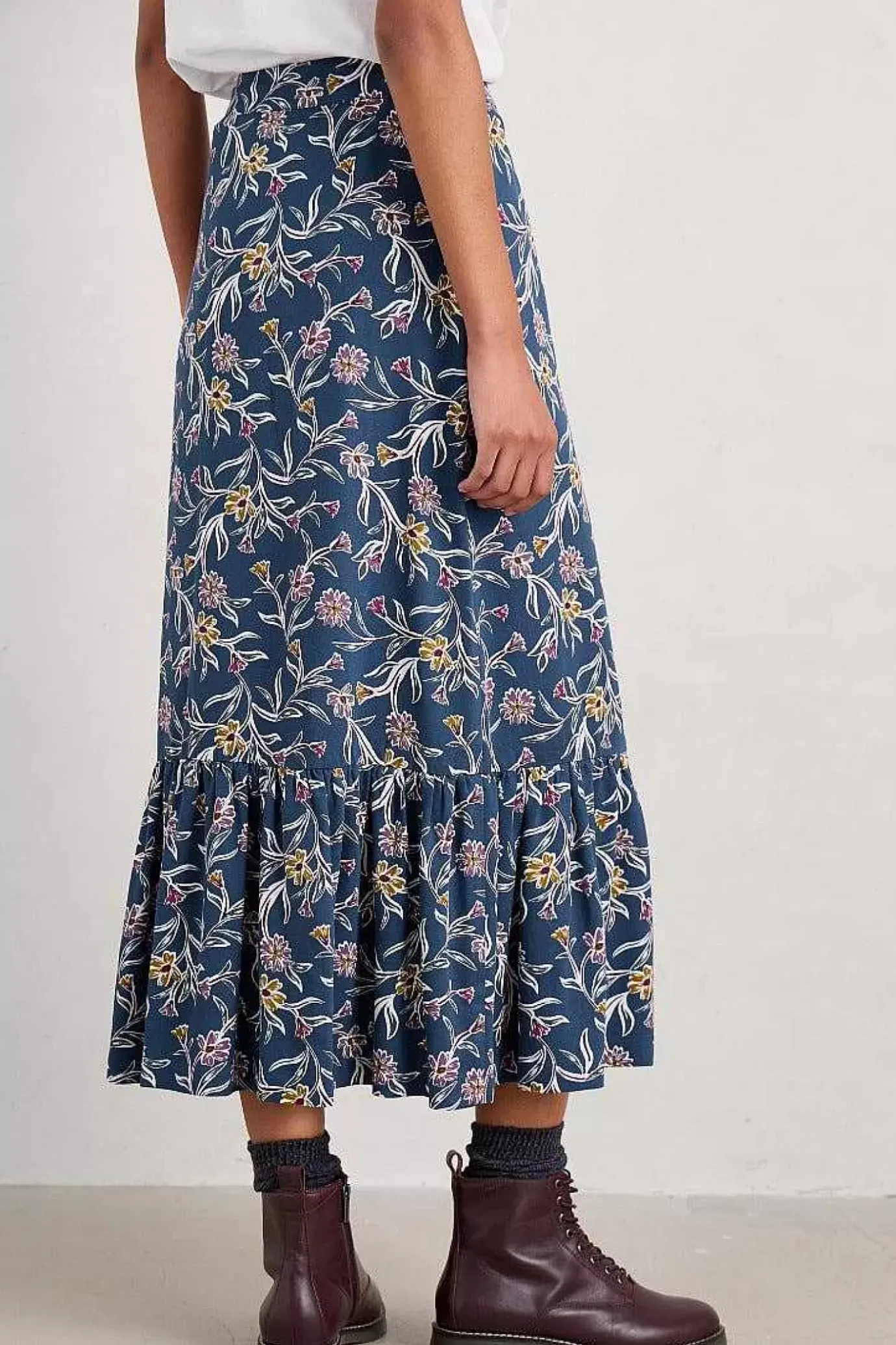 Seasalt Cornwall Wildflower Field Tiered Midi Skirt<Women Skirts