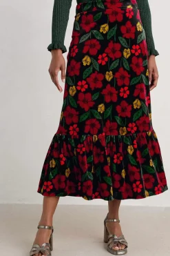 Seasalt Cornwall Wildflower Tiered Velvet Maxi Skirt<Women Skirts